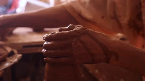 Artisan crafting clay Stock Footage 124837567