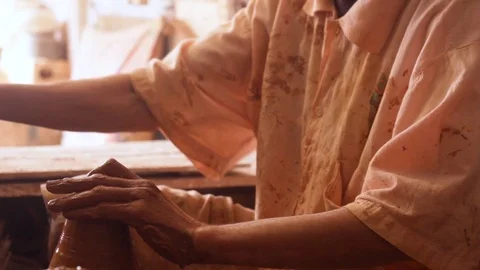 Artisan crafting clay Stock Footage 124837722
