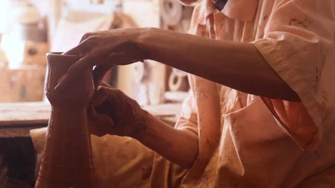 Artisan crafting clay Stock Footage 124837724