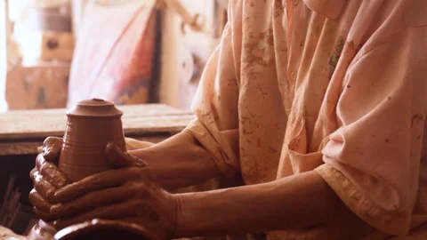 Artisan crafting clay Stock Footage 124840637