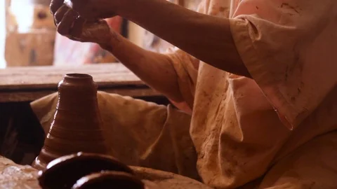 Artisan crafting clay Stock Footage 124842183