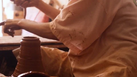 Artisan crafting clay Stock Footage 124842399