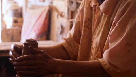 Artisan crafting clay Stock Footage 124842566