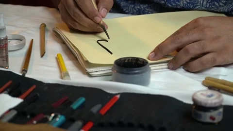 Artisan Creating Art with Various Tools Stock Footage 315786891