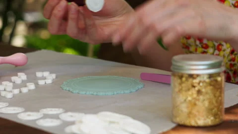Artisan Creating Handmade Decorative Wax Seals for Elegant Wedding Invitations Stock Footage 337427387