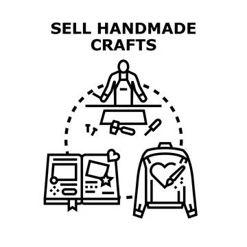Artisan creating promoting selling handmade unique craft products Stock Illustration