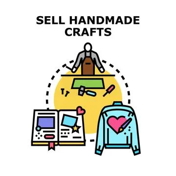 Artisan creating promoting selling handmade unique craft products Stock Illustration