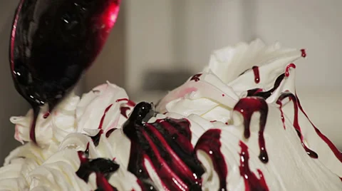Artisan ice cream - cherry flavored Stock Footage 35345922