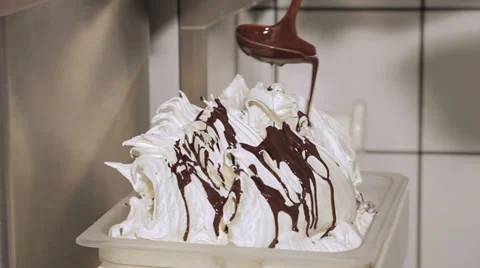 Artisan ice cream - stracciatella flavored Stock Footage 35328988