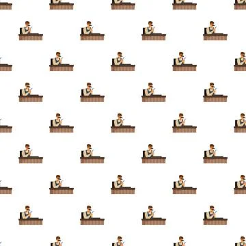 Artisan jeweler working on gemstone at workbench seamless pattern Stock Illustration