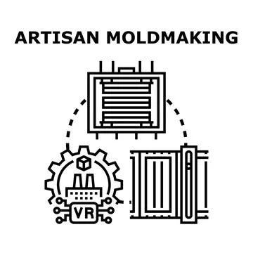 Artisan moldmaking process combining craft and modern technology Stock Illustration