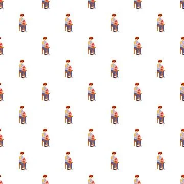 Artisan potter making ceramic on wheel seamless pattern Stock Illustration