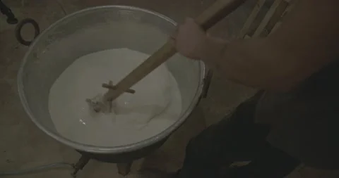 Artisan ricotta cheese Processing. Pasteurization 動画素材 171568922