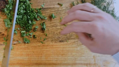 Artisan savory serving view: cracking eggs into the tomato mixture Stock-Footage 342201008