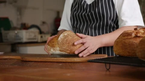 Artisan Sourdough Bread in Hand. Stock Footage 308233194