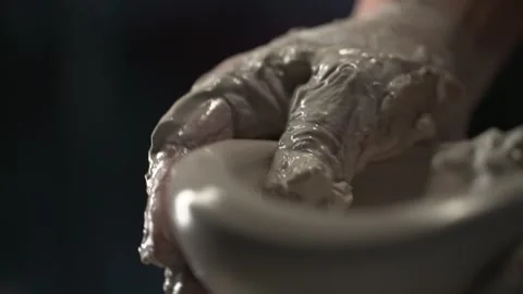 Artisan throwing a porcelain bowl on traditional Video stock 338342553