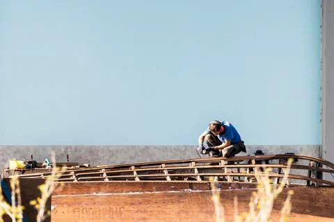 Artisan at work in the construction of boat 写真素材