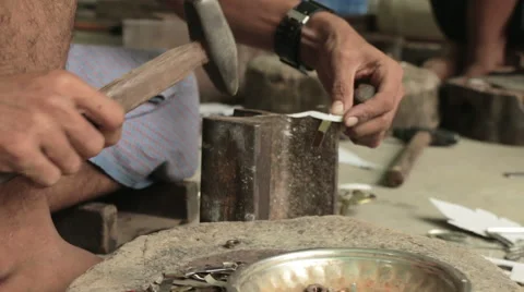 Artisan Worker in Workshop in Mandalay Burma (Myanmar) Stock Footage 65857631