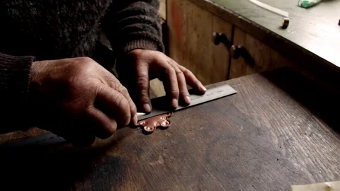 Artisan workshop that builds a belt for a Tyrolean tracht Video stock 77021008