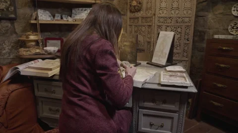 Artisan workshop in Viterbo use the old technique of pad printing 動画素材 153911523