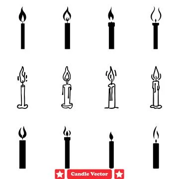 Artisanal Candle Set Handcrafted Vector Silhouettes Perfect for Various Desig Illustrazione stock