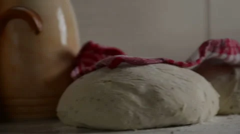 Artisanal home made bread dough tracking right Stock-Footage 43814783