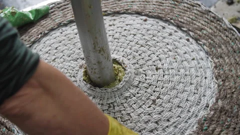 Artisanal Olive Oil Extraction Process. Filling Baskets for pressing 02 스톡 동영상 299672487