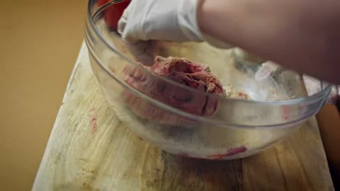 Artisanal roasted beet processed for a creative pizza base in action, 4K Stock Footage 341111653