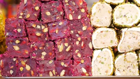 Artisanal Turkish Delight Selection Stockbeeldmateriaal 339268309