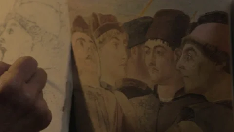 Artisant paint in a Workshop Stock Footage 153939160