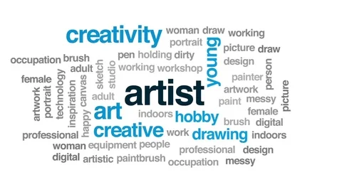 Artist animated word cloud, text design animation. Stock Footage 79288110