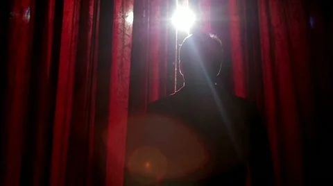 Artist backstage getting ready go out to the audience Stock Footage