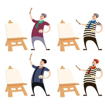 The artist with a brush Stock Illustration