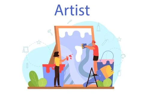 Artist concept illustration. Idea of creative people and profession. Stock Illustration