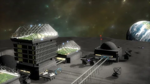 Artist concept, moon base. Stock Footage 64570472