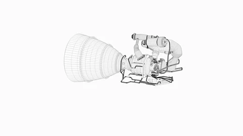 Artist concept rendering rocket engine model, 3d wire frame. Stock Footage 70704516