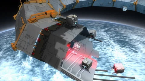 Artist concept, space construction bots, space 3d print. Stock Footage 61164632