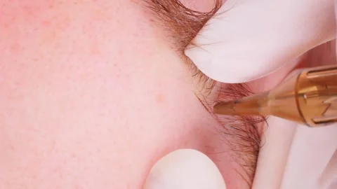 Artist controls depth of microblading lines for optimal results Stock Footage 278714496