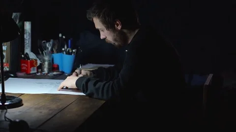 Artist designer develops a sketch on the computer 動画素材 71186574
