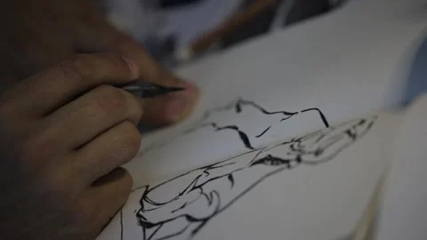 Artist drawing Vídeo Stock 243518699