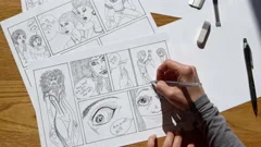 The Artist Draws Anime Comics On Paper Storyboard For The Cartoon The  Illustrator Creates Sketches For The Book Stock Photo - Download Image Now  - iStock