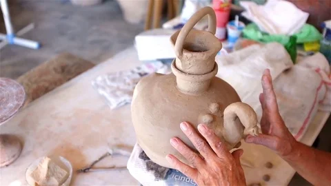 Artist is making a pot Stock Footage 83503562