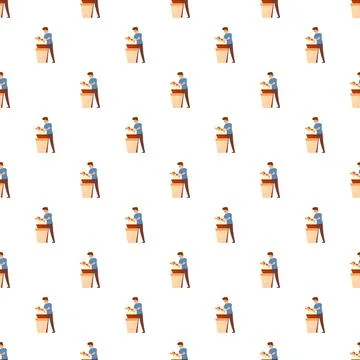 Artist man creating pottery work seamless pattern Stock Illustration