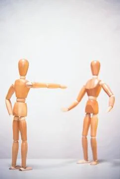 Artist mannequin accusing another Stock Photos