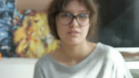 Artist measures the parameters for the image. Stock-Footage 94084387