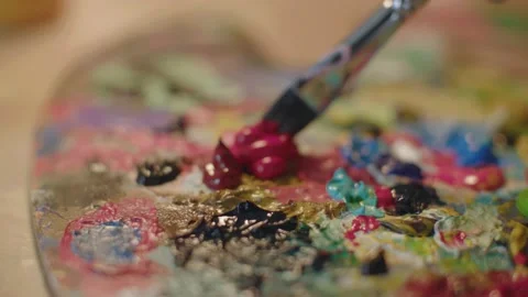 Artist painter pallet studio Video stock 152172594
