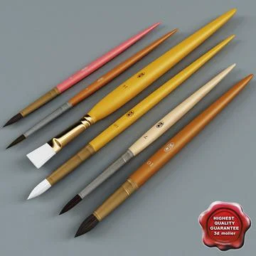 Artist Painting Brushes Collection V2 3D Model