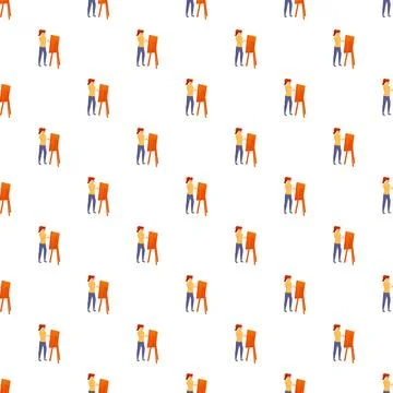 Artist painting on canvas repeating pattern design Stock Illustration