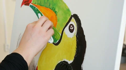 Artist paints picture artwork canvas in art studio 스톡 동영상 59741579