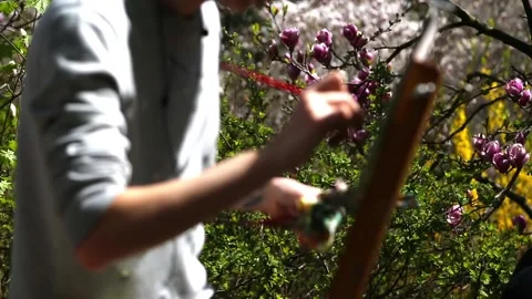The artist in the process of creating a masterpiece Stock Footage 91386191